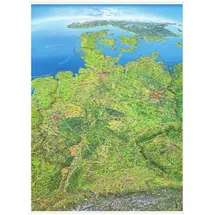 Interkart Verlag Panoramakarte Deutschland: einseitig laminiert, mit Leisten oben und unten: Poster beleistet