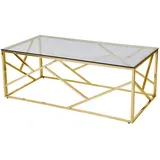 dynamic24 Couchtisch 120x60 gold grau Sofatisch Glas Tisch Beistelltisch Wohnzimmertisch