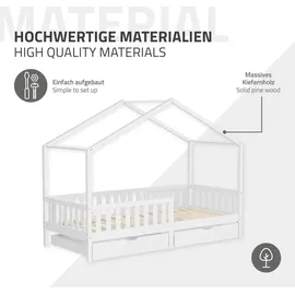 ML-Design Hausbett 90 x 200 cm Kiefer weiß
