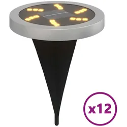 vidaXL Solar-Bodenleuchten mit Erdspieß 12 Stk. Warmweiß