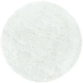 KADIMA DESIGN Teppich Shaggy Uni Weiß Ø 120 cm