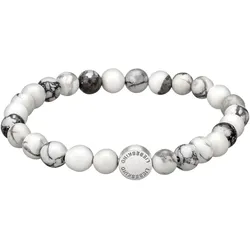 Armband LIEBESKIND BERLIN "Schmuck Geschenk Armkette Zugarmband, Edelsteine", grau (edelstahlfarben, grau, weiß, grau, weiß), Armbänder, Damen, Edelstahl-Polyurethan, Edelstahl, Polyurethan, mit Edelsteinen