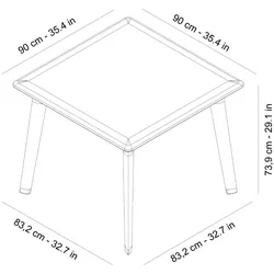 Resol DESSA Quadratischer Tisch Indoor, Outdoor 90x90 Schokolade