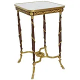 Casa Padrino Beistelltisch Barock Beistelltisch Braun / Gold / Weiß 45 x 45 x H. 78 cm - Handgefertigter Massivholz Tisch im Barockstil - Barock Möbel