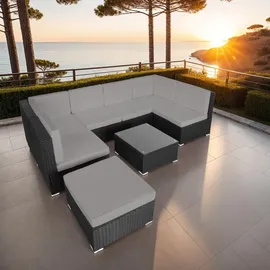 Tectake Venedig Rattan Lounge schwarz/grau