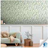 Livingwalls vorgeleimte Vliestapete DESIGNDROP - Tapezieren ohne Kleister - Weiß, Grün - Florale Tapete - 784541