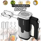 Jibenhome Handmixer 800W Handmixer Handrührer, 5 Geschwindigkeiten Edelstahl Handrührgerät, 800 W schwarz