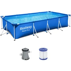 BESTWAY Steel Pro Frame Pool Set 400 x 211 x 81 cm inkl. Filterpumpe