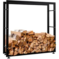 deluke Kaminholzregal Metall 25 x 100 x 100 cm Schwarz