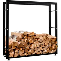 deluke Kaminholzregal Metall 25 x 100 x 100 cm Schwarz