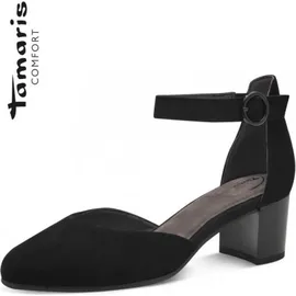 TAMARIS Comfort Damen Pumps mit Riemen aus Leder Elegant, Schwarz 39 EU