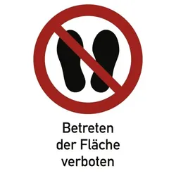 Betreten der Fläche verboten  ISO 7010, Kombischild, Folie, 131x185 mm