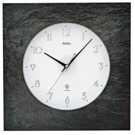 AMS Funkwanduhr AMS Funk-Wanduhr Naturschiefer grau