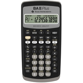 Texas Instruments BA II Plus Finanzrechner (Einzeiliges, 10-stelliges Display, Batteriebetrieb) Schwarz-Grau