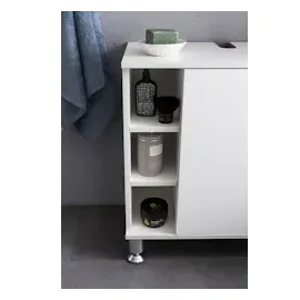 FineBuy Waschbeckenunterschrank Waschtischunterschrank Badezimmermöbel Weiß