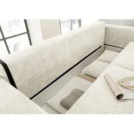 ed exciting design "Bullet", beige (creme), B:235cm H:88cm T:120cm, 95% Polyester, 5% Polyamide, Sofas, Schlafsofa, mit Bettkasten & 2 Zierkissen