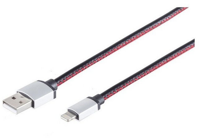 Kabelbude.eu 8-Pin Ladekabel, USB-A-Stecker auf 8-pin Stecker, Leder Smartphone-Kabel, (90,00 cm) schwarz