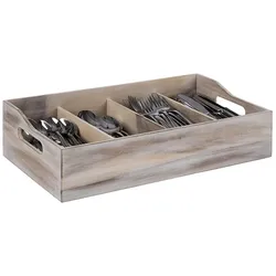 APS VINTAGE Besteckständer/ Besteckbehälter, Akazienholz, 51 x 28 cm, H: 13 cm, vier Kammern, seitlichen Eingriffe