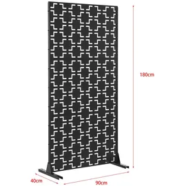 casa.pro Trennwand Basciano 180 x 90 cm Schwarz Stahl