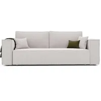 GREKPOL Schlafsofa mit Bettkasten 240x105 - Cord Beige Sofa mit schlaffunktion - Couch mit Schlaffunktion- 3 Sitzer - Wohnzimmer Couch - Schlafcouch