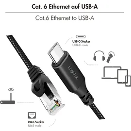 Logilink CU0416 - aktives USB 3.2 (Typ-C) zu Netzwerk (RJ45) Anschlusskabel - 1Gbps, 10 m