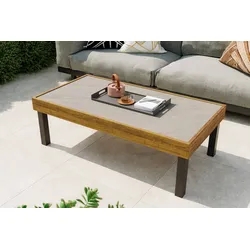 Ploß Skagen Couchtisch, Anthrazit, Teak/Aluminium, 125x65 cm, Pflegeleicht