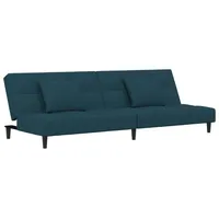 vidaXL Schlafsofa 2-Sitzer mit 2 Kissen Blau Samt