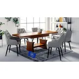 designimpex DA-777 Couchtisch Kirschbaum ausziehbar höhenverstellbar mit Ablage 120/200 cm modern Wohnzimmertisch Esstisch abgerundete Ecken Sofatisch platzsparend hochwertig Wohnzimmer