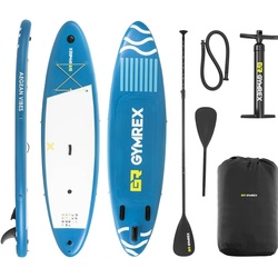Gymrex Stand Up Paddleboard - aufblasbar - 125 kg - blau - Doppelkammer - 333 x 82 x 12 cm