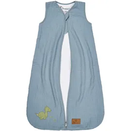 Sterntaler Schlafsack 70 cm Dino Rexi - Kinder und Baby Schlafsack unwattiert aus Musselin mit 2-Wege-Reißverschluss und seitliche Kabelöffnung, mit Feinfrottee Futter, TOG 1,0 - blau