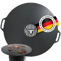 Feuerplatte mit Seitenhandgriffe 80cm Grilleinsatz, 5mm Stärke, Grillplatte für Feuertonne, Massive Stahlplatte für perfektes Grillen #82