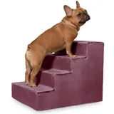 VELORA H&L Hundetreppe 4 Stufen Violett - Stabile Holzkonstruktion mit Veloursbezug, rutschfeste Hundetreppe für Sofa und Bett, Haustiertreppe für Hunde und Katzen, Belastbar bis 80 kg