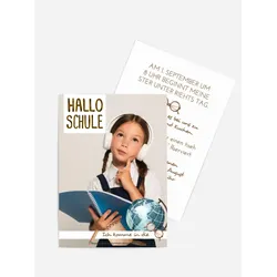 Einladungskarten Einschulung selbst gestalten mit Spruch und Fotos im Onlinedesigner bei Meine-Kartenmanufaktur.de