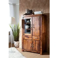 Massivmoebel24 | Vitrine Sheesham 90x45x148 life honey lackiert metro