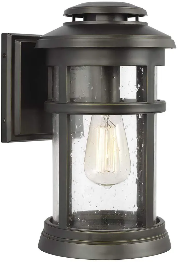 Elstead Lighting Newport Außenwandleuchte mittel in Antikbronze mit Saatglas