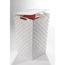 Locker Wäschekorb, aus Nylon und Metall weiß