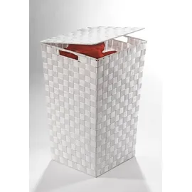 Locker Wäschekorb, aus Nylon und Metall weiß