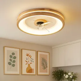 GLOBO Deckenventilator 50 cm Holzlampe Braun