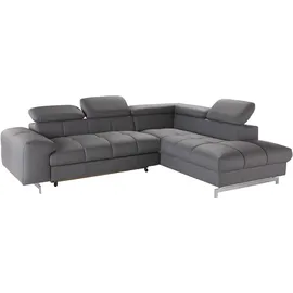 Cotta Ecksofa "Chef L-Form", grau, B:257cm H:72cm T:206cm, Luxus-Microfaser (100% Polyester);Kunstleder Softlux;Leder Advantage (abgedecktes Spalt-Rindsleder), Rückseite mit schwarzem Spannstoff bezogen;NaturLEDER (echtes Rindsleder), Rückseite mit schwarzem 