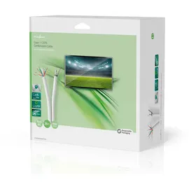 Nedis IEC (Koax) CAT6 Kombikabel auf Rolle - RG58 - 75 Ohm Doppelt geschirmt Eca 25.0 m Rund Weiss - Kartonverpackung