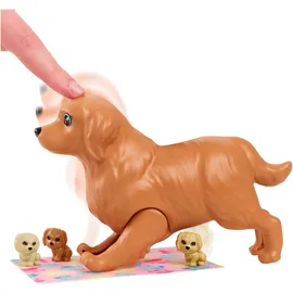 Barbie blond mit Hund und Welpen