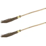 Relaxdays Hexenbesen 2er Set Erwachsene 97 cm