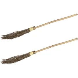 Relaxdays Hexenbesen 2er Set Erwachsene 97 cm