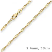 Schmuck Krone Goldkette 2,4mm Singapurkette aus 333 Gelbgold 38cm, Gold 333 goldfarben