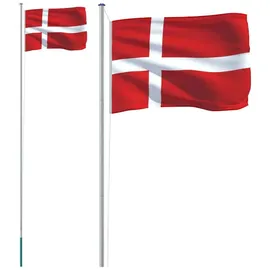 vidaXL Flagge Dänemarks mit Mast 6,23 m Aluminium