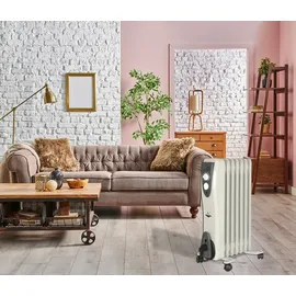 El Fuego Mobiler Elektro-Ölradiator 7 Rippen Weiß