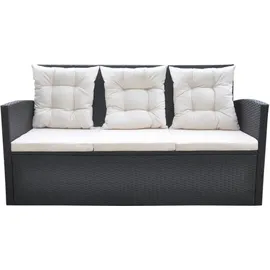 vidaXL Garten-Essgruppe mit Auflagen Polyrattan 6-tlg. schwarz