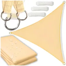 OEM Sonnensegel Wasserdicht Sonnensegel Dreieckig 3 6x3 6x3 6m - UV Schutz für Patio Garten Terrasse und Balkon Sonnenschutz inkl. Befestigungsseile - Beige