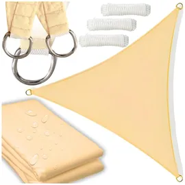 OEM Sonnensegel Wasserdicht Sonnensegel Dreieckig 3 6x3 6x3 6m - UV Schutz für Patio Garten Terrasse und Balkon Sonnenschutz inkl. Befestigungsseile - Beige