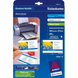 Avery Zweckform Visitenkarten Premium 85x54 mm 220 g/qm beidseitig beschichtet satiniert 100 Stück